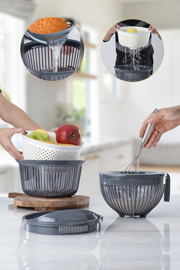 ACAR BEATER Set aus Misch- und Aufbewahrungsschalen + Sieb 6-teilig