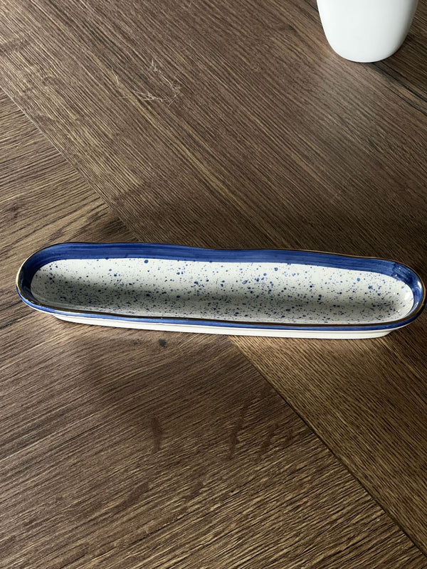 ACAR SAFIR Set aus 6 länglichen Tellern mit Goldrand 