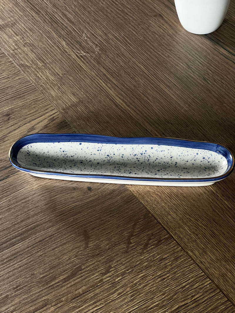 ACAR SAFIR Set aus 6 länglichen Tellern mit Goldrand 