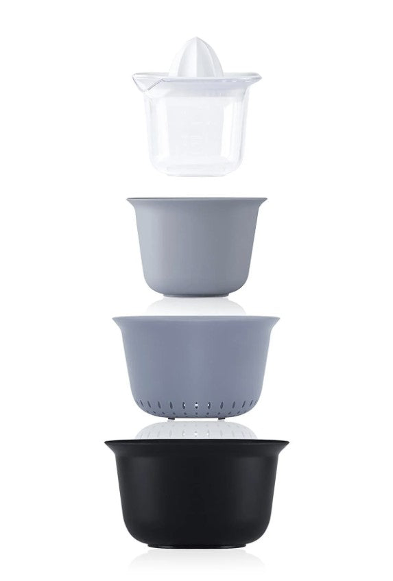 ACAR MASTERPIECE 5-teiliges Set aus Misch- und Aufbewahrungsschalen, Sieb + Zitruspresse.