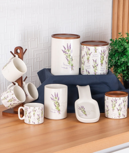 ACAR FAIRY Komplettset 4 Becher mit Halter, 3 Vorratsgläser, 1 Löffelhalter, 1 Utensilienhalter
