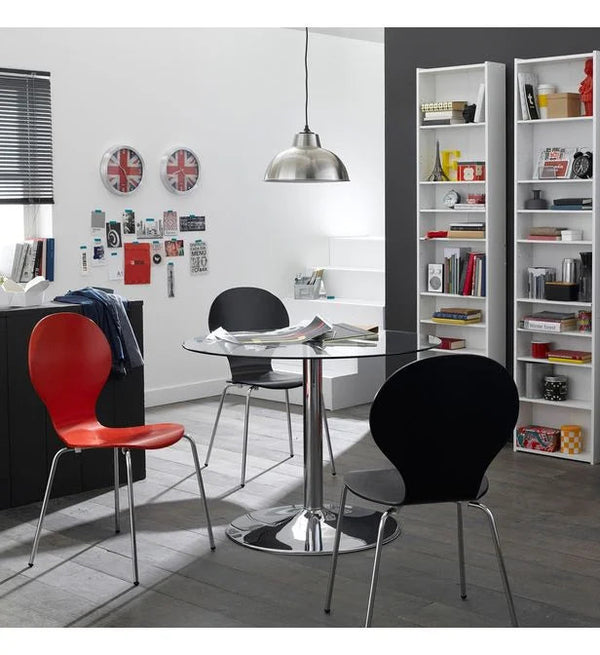 Moderner Stuhl für Wohnzimmer, Wohn-Und Esszimmer Schwarz-Füße Chrom