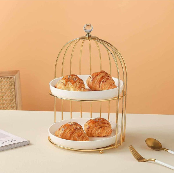 TREND HOME BIRD Zweistöckiges Display mit goldenem Ständer