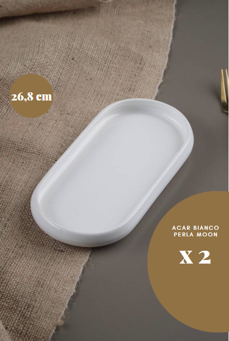 ACAR BIANCO PERLA MOON 2er-Set große ovale Platzteller 26,8 x 16 x 2 cm