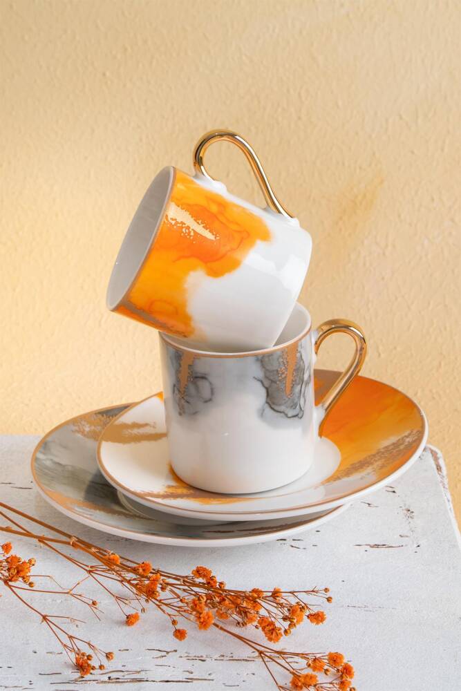 ACAR BRUSH Kaffeetassen aus Porzellan 12 Stück 6 Pers.