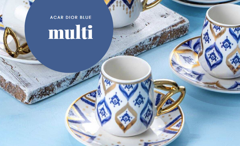 ACAR DIOR BLUE Kaffeetassen aus Porzellan 6 Pers.