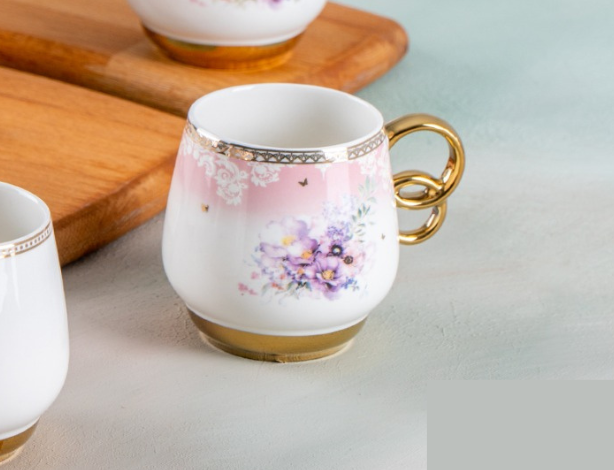 ACAR ALYANS ﻿Set mit 6 Cappuccino-Tassen gold