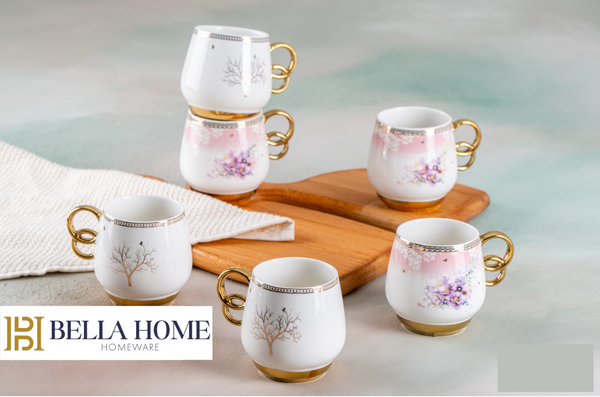 ACAR ALYANS ﻿Set mit 6 Cappuccino-Tassen gold