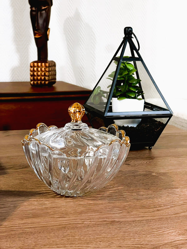 TREND HOME GOLD Große Süßigkeitenschale aus Glas