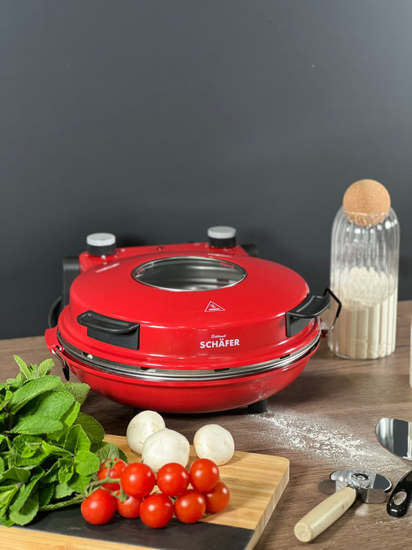 SCHÄFER Pizzaoffen 32 cm mit Zubehör rot matt