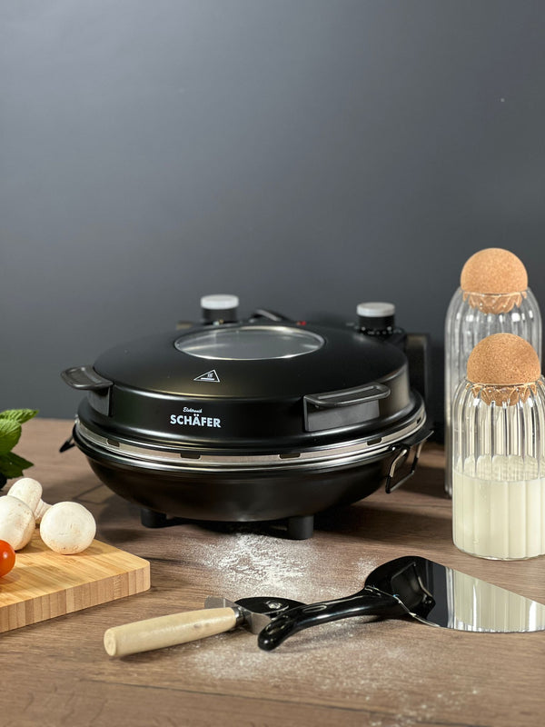 SCHÄFER Pizzaoffen 32 cm mit Zubehör schwarz matt