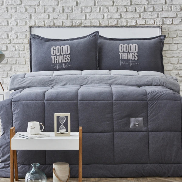 KARACA HOME SOFTY Cotton Comfort Bettgarnitur 2 Personen grau