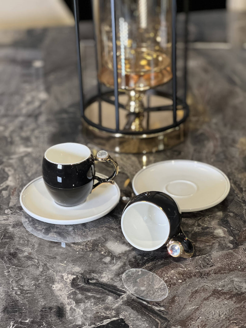 ACAR VOYAGE NOIR Set mit 6 Kaffeetassen aus Porzellan