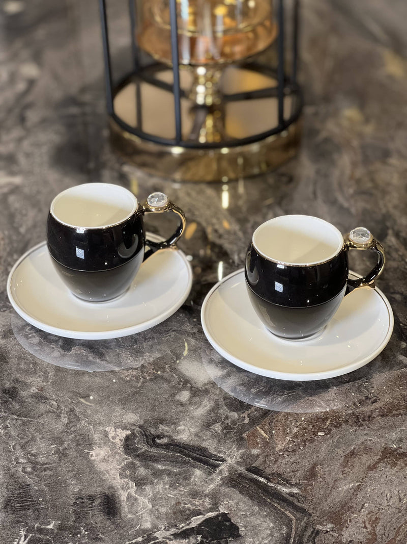 ACAR VOYAGE NOIR Set mit 6 Kaffeetassen aus Porzellan