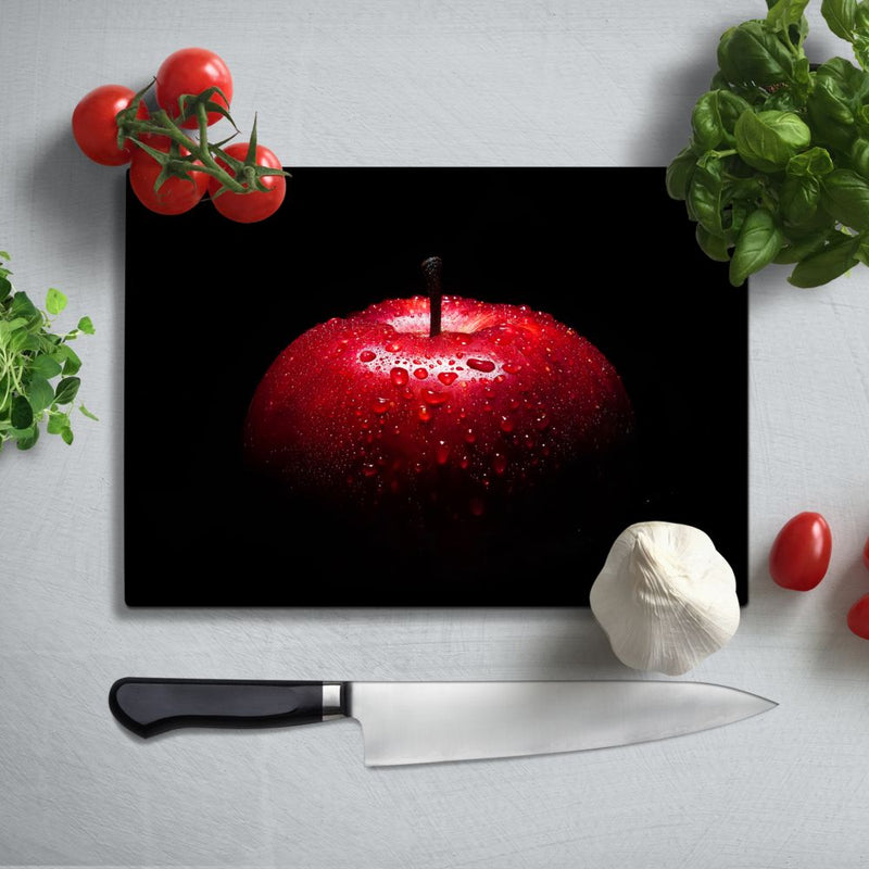 BELLART - Roter Apfel - Glasschneidebrett mit UV-Druck 35x25 cm