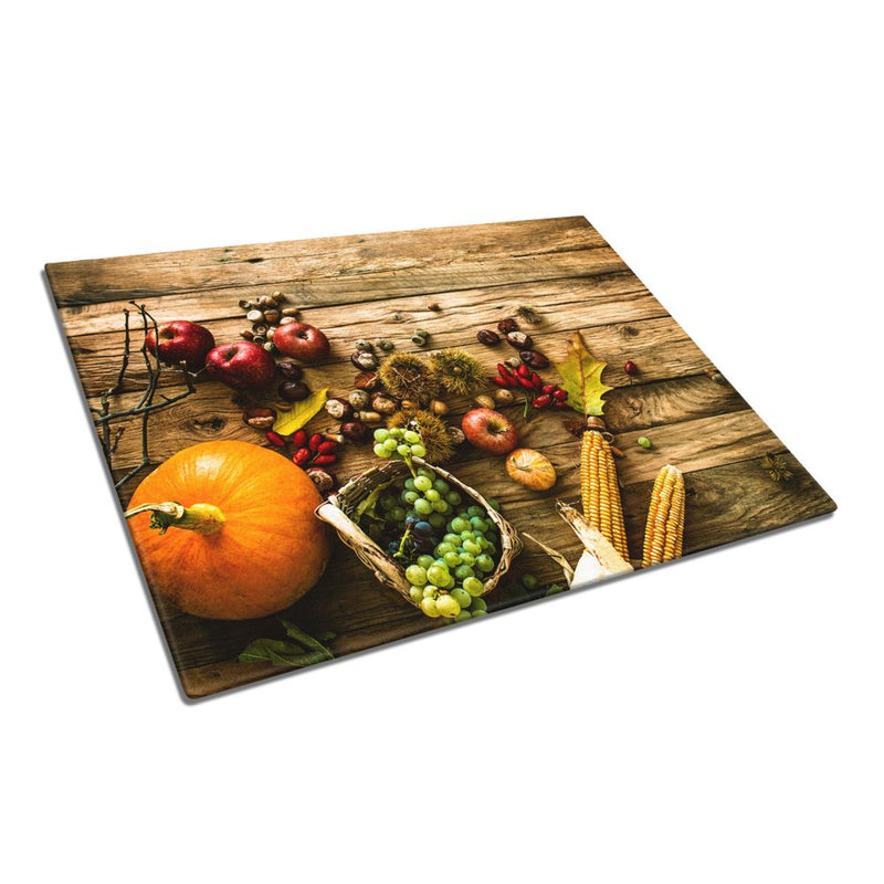 BELLART - Herbst Dekor - Glasschneidebrett mit UV-Druck 35x25 cm