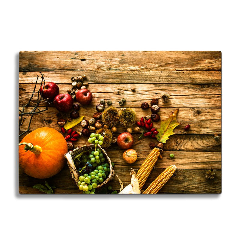 BELLART - Herbst Dekor - Glasschneidebrett mit UV-Druck 35x25 cm