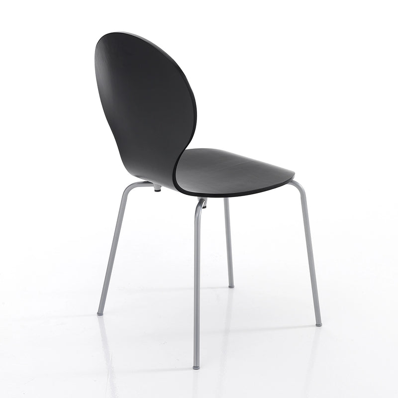 Set von 4 Stühlen Moderne Wohnzimmer, Wohn-Und Esszimmer Schwarz-Füße Chrom