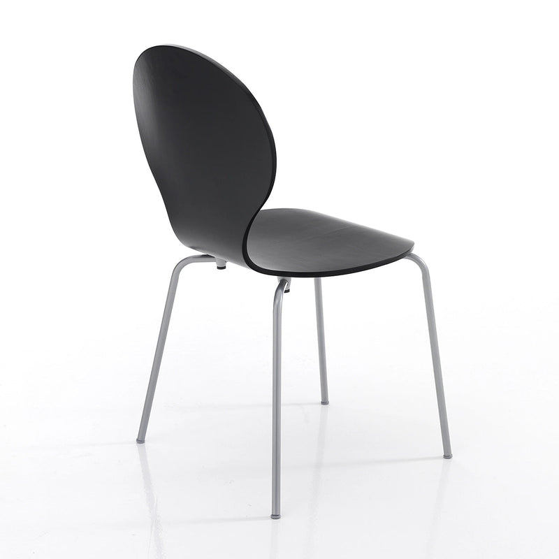 Set von 6 Stühlen Moderne Wohnzimmer, Wohn-Und Esszimmer Schwarz-Füße Chrom