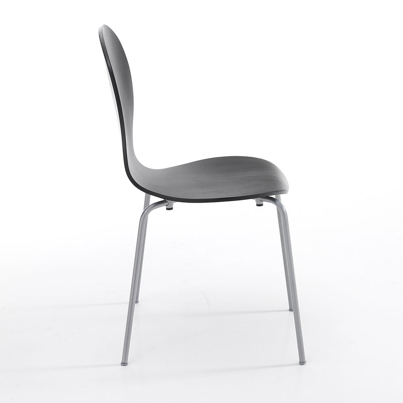 Set von 4 Stühlen Moderne Wohnzimmer, Wohn-Und Esszimmer Schwarz-Füße Chrom
