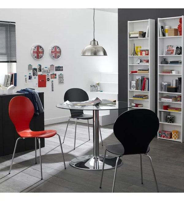 Set von 4 Stühlen Moderne Wohnzimmer, Wohn-Und Esszimmer Schwarz-Füße Chrom