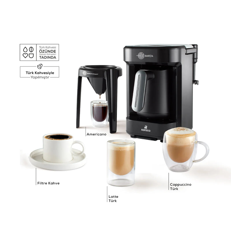 KARACA HATIR BARISTA Türkische Cappuccino- und Kaffeemaschine Anthrazit