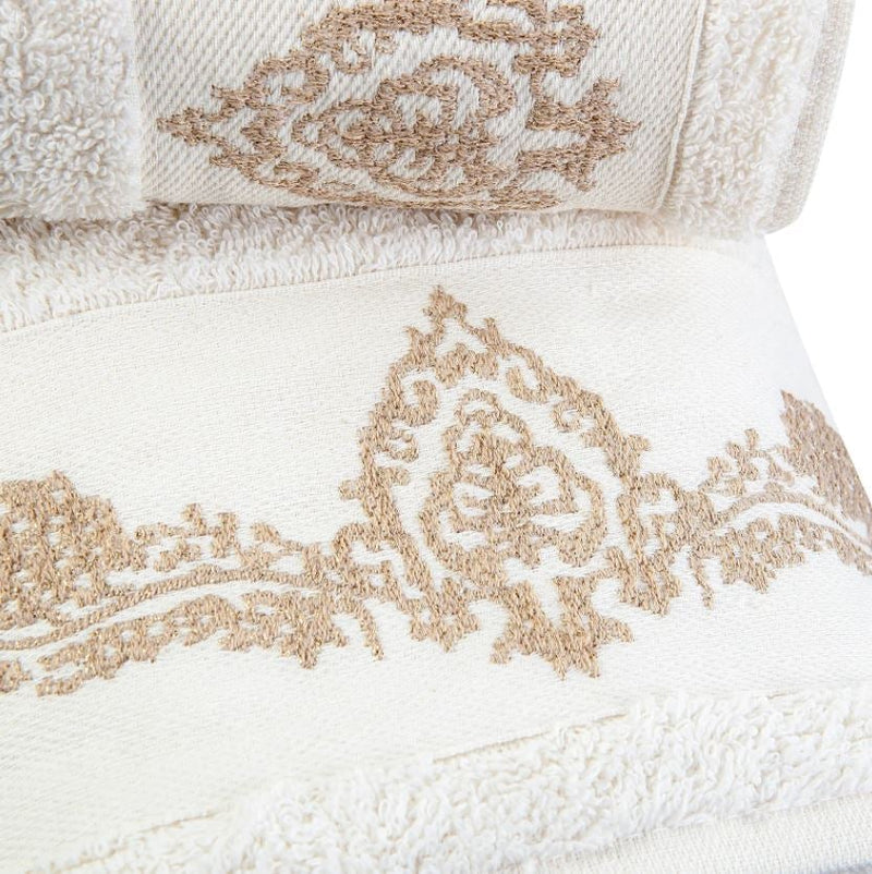 KARACA HOME ELDORA NEU 4-teiliges Badetuch-Set beige-off-white