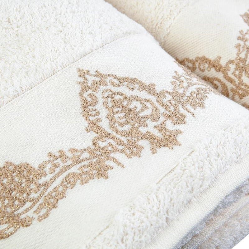 KARACA HOME ELDORA NEU 4-teiliges Badetuch-Set beige-off-white