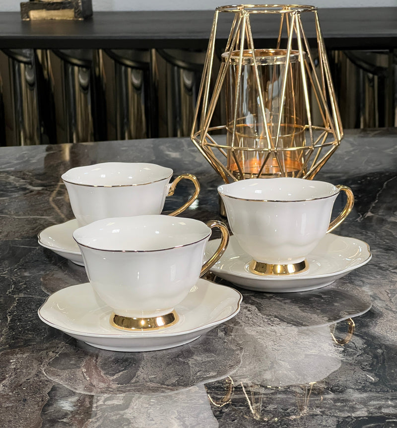 ﻿ZELLERFELD Teetassenset 6 Personen 12-teilig mit silber
