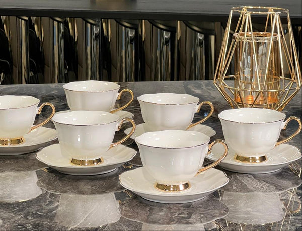 ﻿ZELLERFELD Teetassenset 6 Personen 12-teilig mit silber