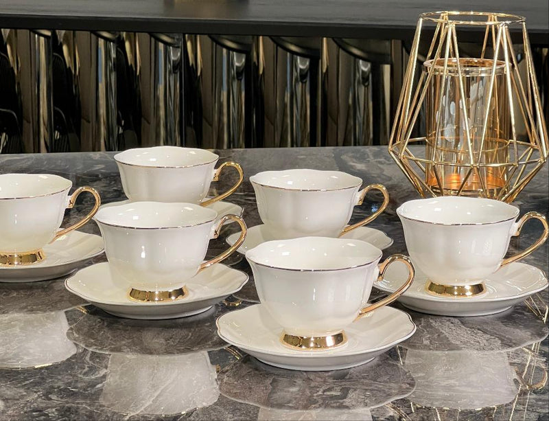 ﻿ZELLERFELD Teetassenset 6 Personen 12-teilig mit silber