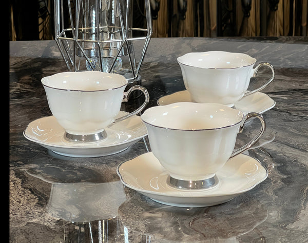 ZELLERFELD Teetassenset 6 Personen 12-teilig mit silber
