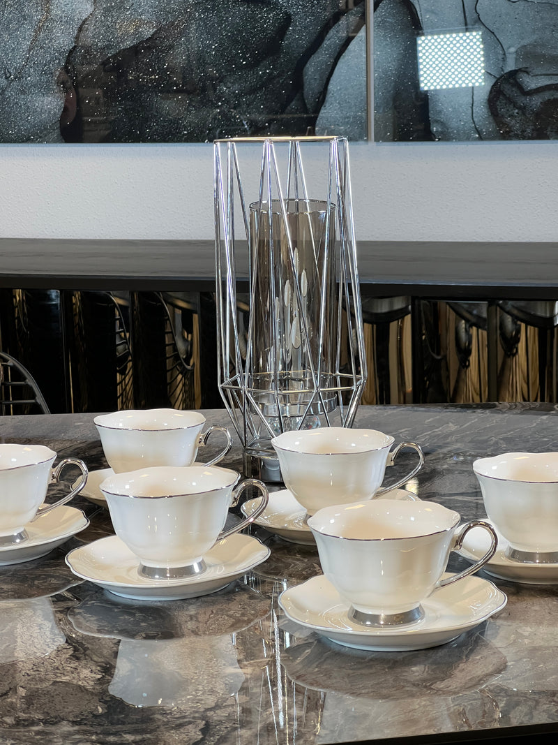 ZELLERFELD Teetassenset 6 Personen 12-teilig mit silber