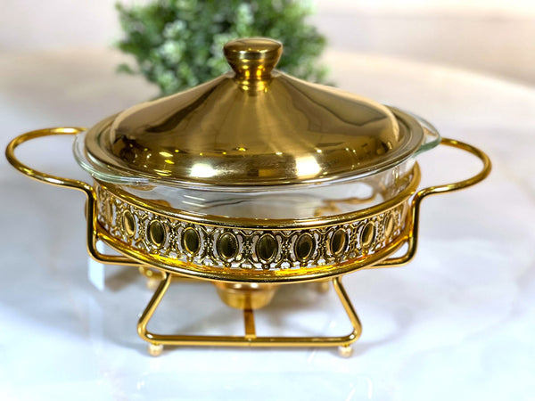 TREND HOME COLLECTION Lebensmittelwärmer rund 2L gold 