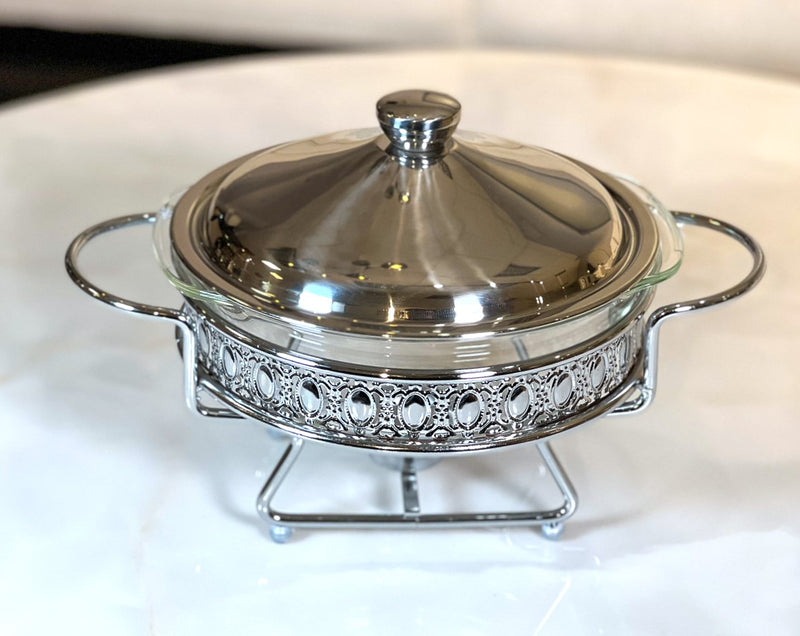 TREND HOME COLLECTION Runder Speisenwärmer 2L Silber 