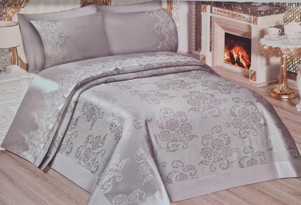 KARACA HOME VALERIA ROYAL Silber Komplettes 10-teiliges Bettwäsche-Set