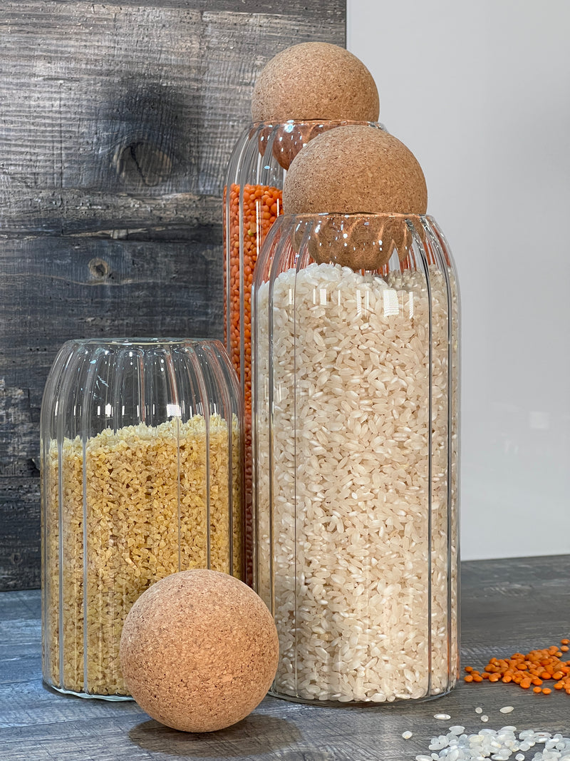 ﻿﻿TREND HOME COLLECTION Set aus 3 Vorratsgläsern mit Korkverschluss.