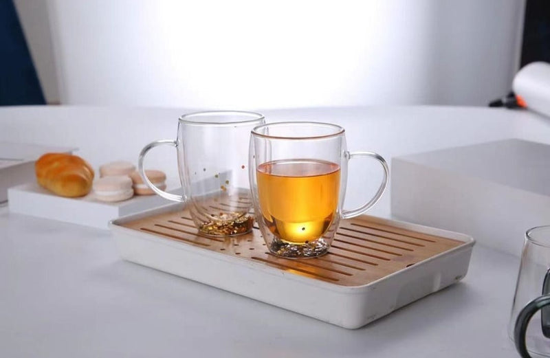 TREND HOME COLLECTION Set aus 2 doppelwandigen Pailettenbechern aus Glas 350 ml