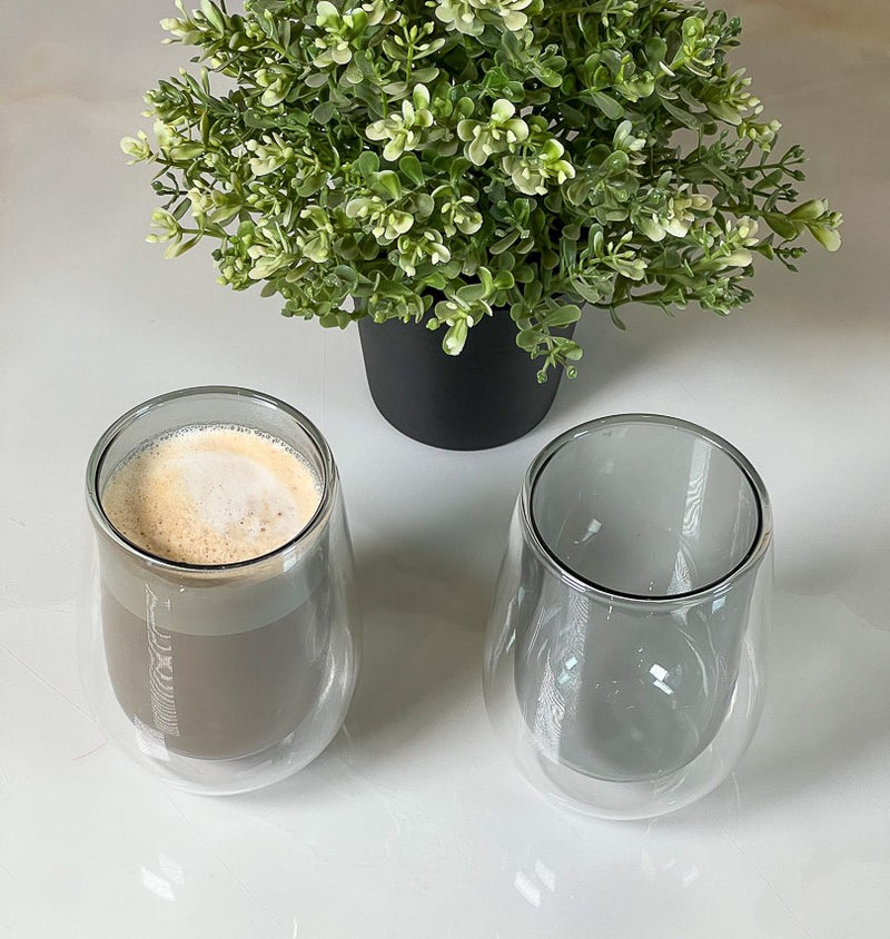 TREND HOME COLLECTION Set aus 2 doppelwandigen Gläsern grau 300ml