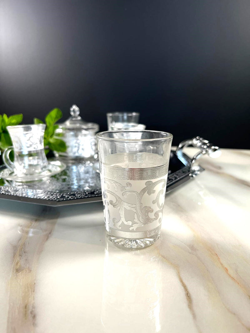 TREND HOME ORIENT SILBER Set aus 12 Gläsern mit Zuckerdose 20 Stk.