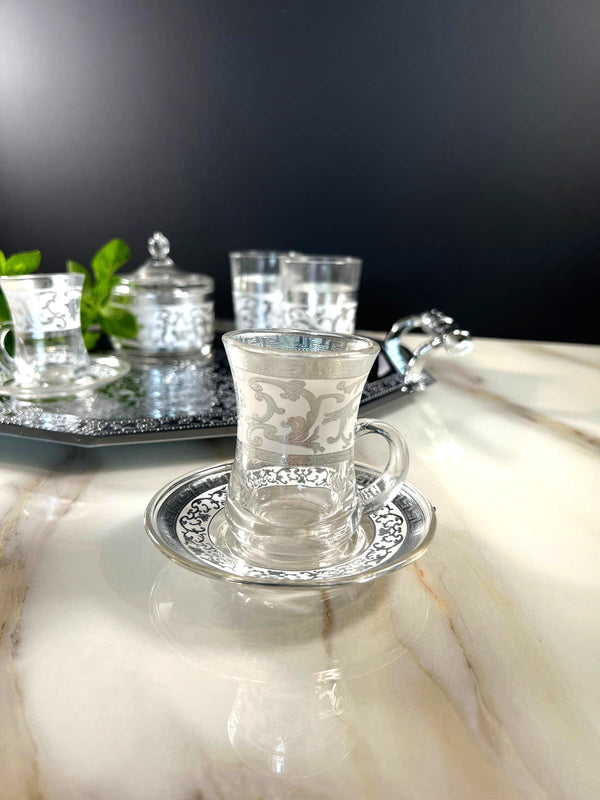 TREND HOME ORIENT SILBER Set aus 12 Gläsern mit Zuckerdose 20 Stk.