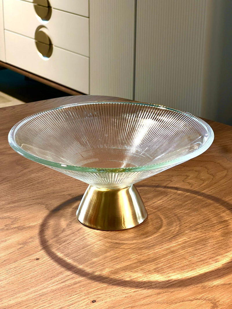 ﻿TREND HOME CONE Platzteller aus Glas mit vergoldetem Fuß