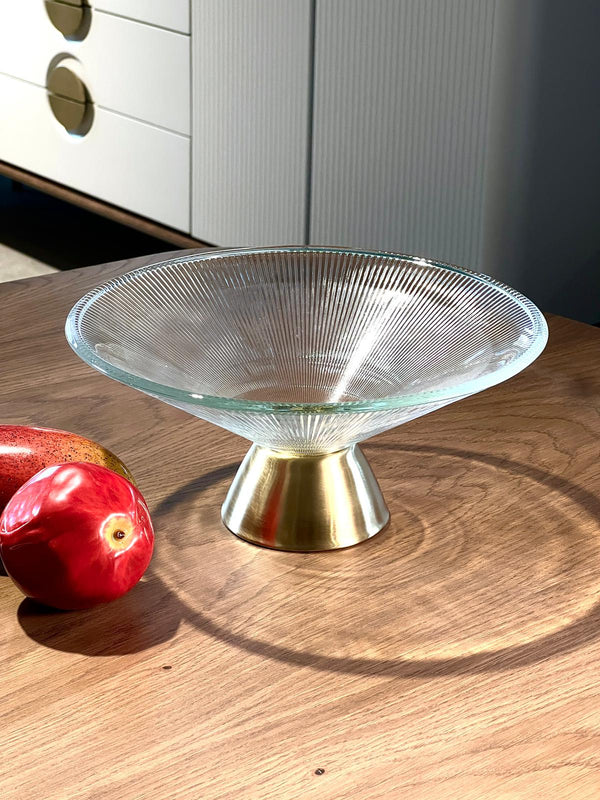﻿TREND HOME CONE Platzteller aus Glas mit vergoldetem Fuß