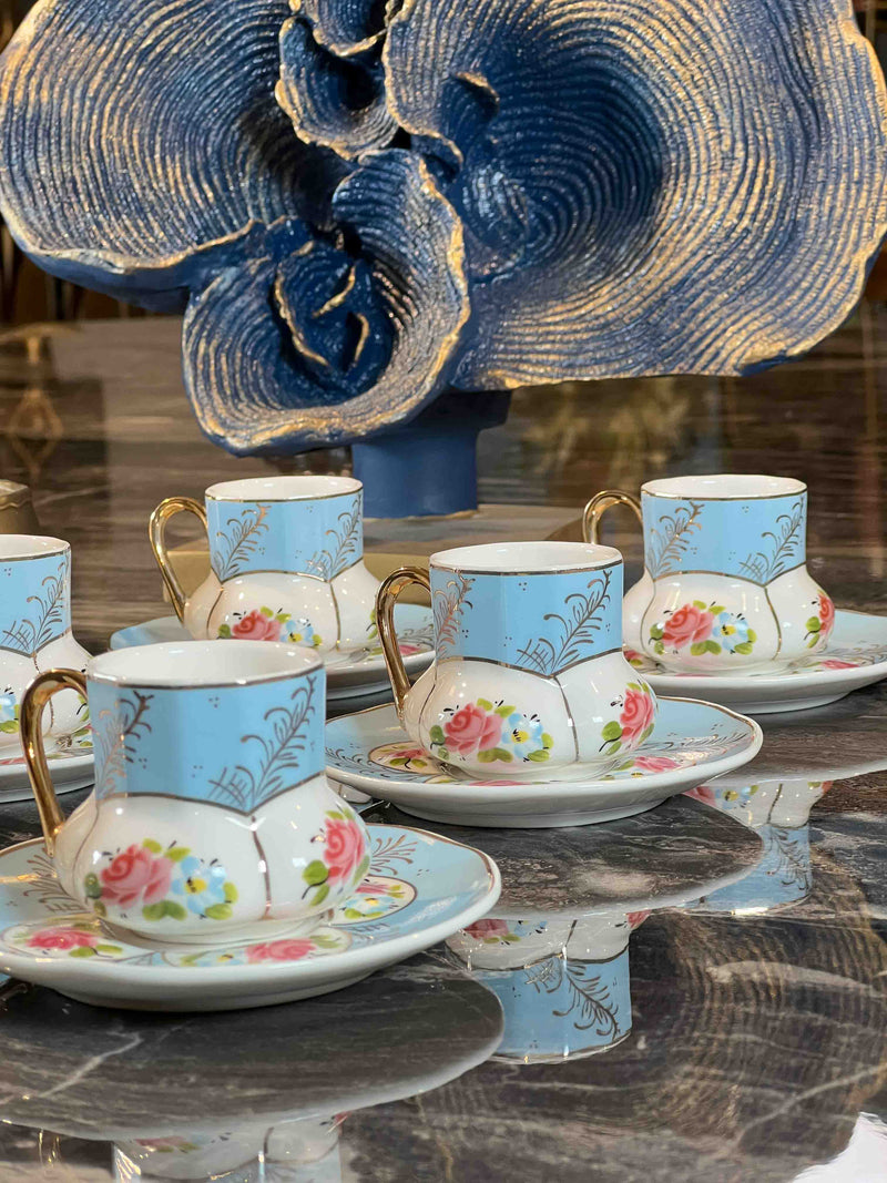 ACAR Set mit 6 Kaffeetassen aus Porzellan
