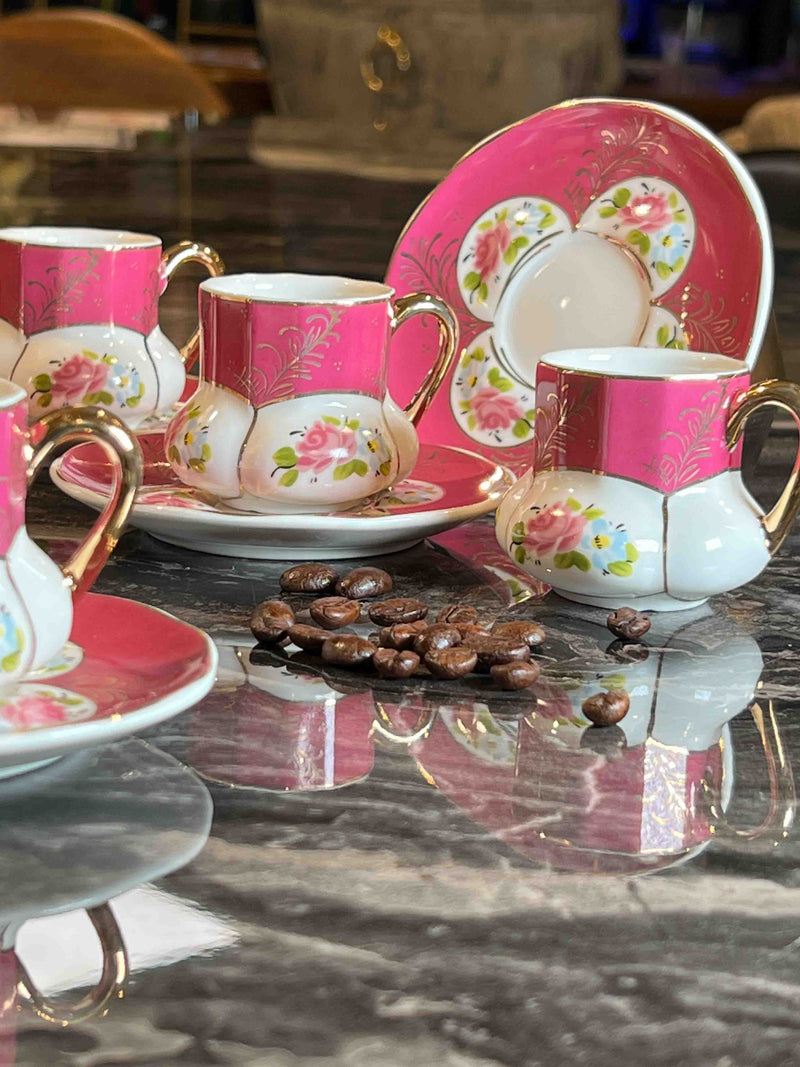 ACAR Set mit 6 Kaffeetassen aus Porzellan