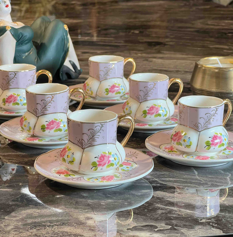 ACAR Set mit 6 Kaffeetassen aus Porzellan