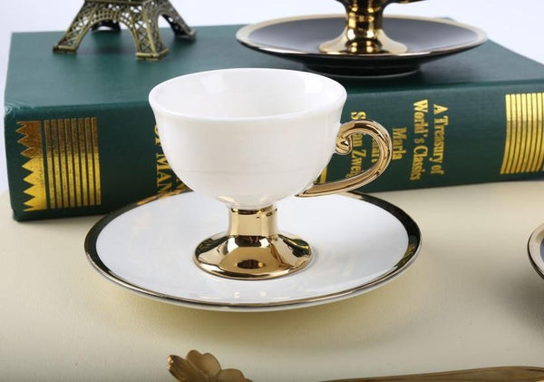 TREND HOME COLLECTION Kaffeetassenset weiß/gold 12 Teile 6 Personen 