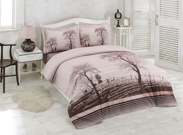 ÖZDILEK WOOD PIERA Ranforce Bettbezug-Set doppelt 2 Person  
